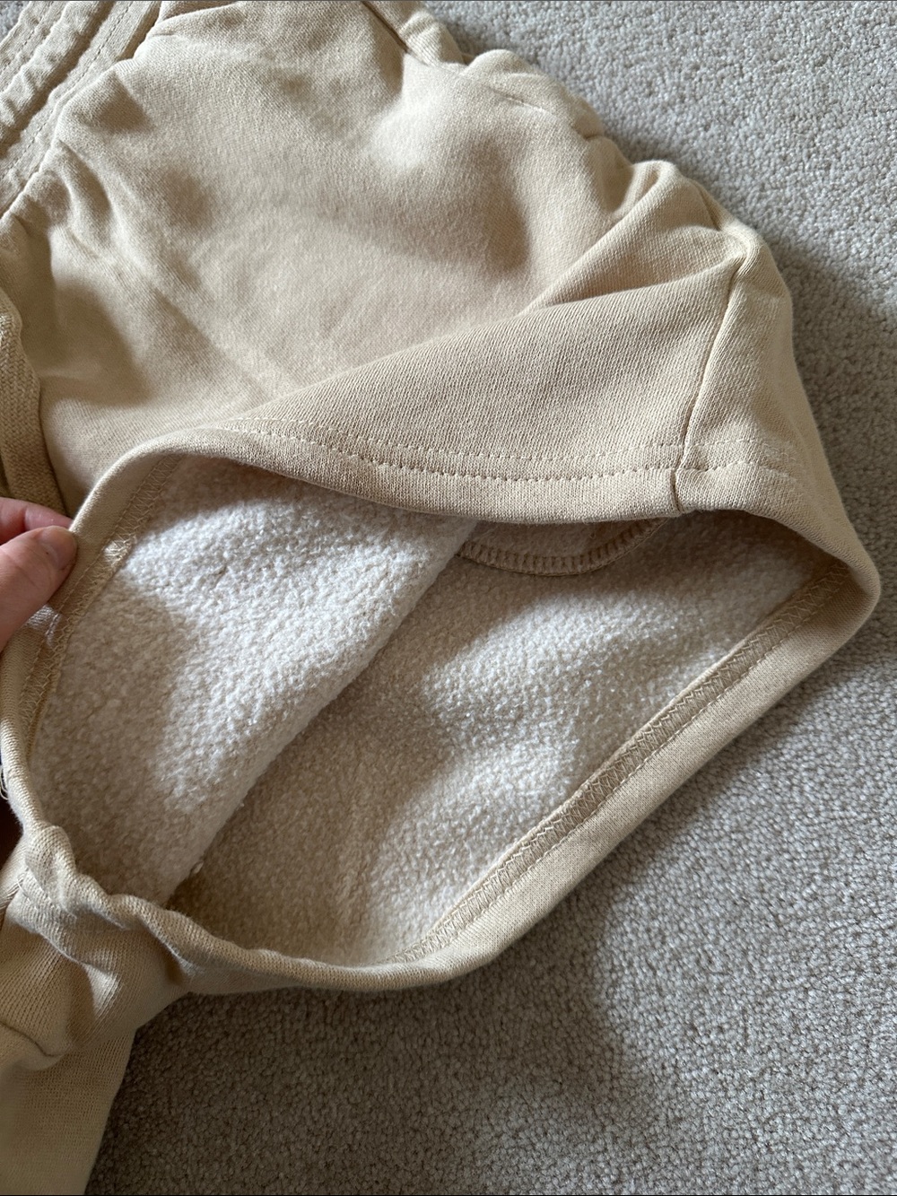 Summer Fridays Beige Drawstring Fleece Shorts! - Picture 8 of 9